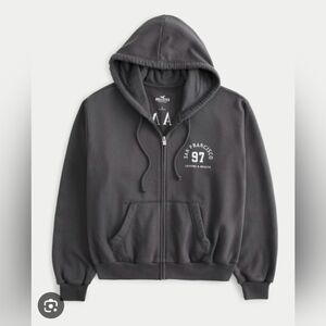 Hollister Easy San Francisco Graphic Gray 97 Zip-Up Hoodie Women Size S Fleece